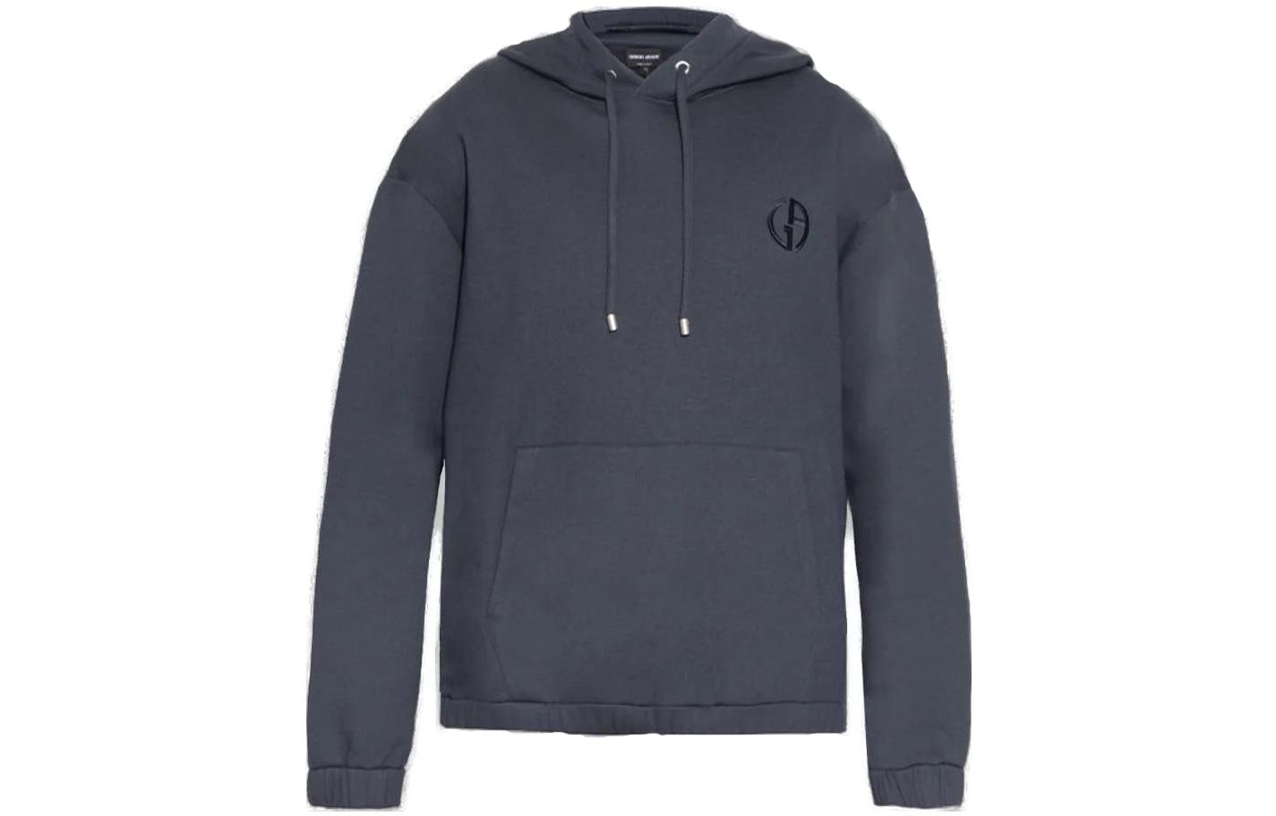 Giorgio Armani SS23 Navy Solid Color Pullover Hoodie Long Sleeve Sweatshirt 3RSM50-SJFFZ-UBQ3