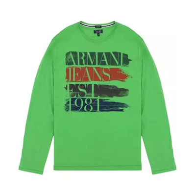 Giorgio Armani SS23 Oversized Logo Print Crewneck Sweatshirt Green Z6H20RV-16