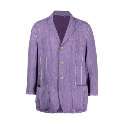 Giorgio Armani SS23 Purple Solid V-Neck Single-Breasted Jacket GAR380FFPURPLE