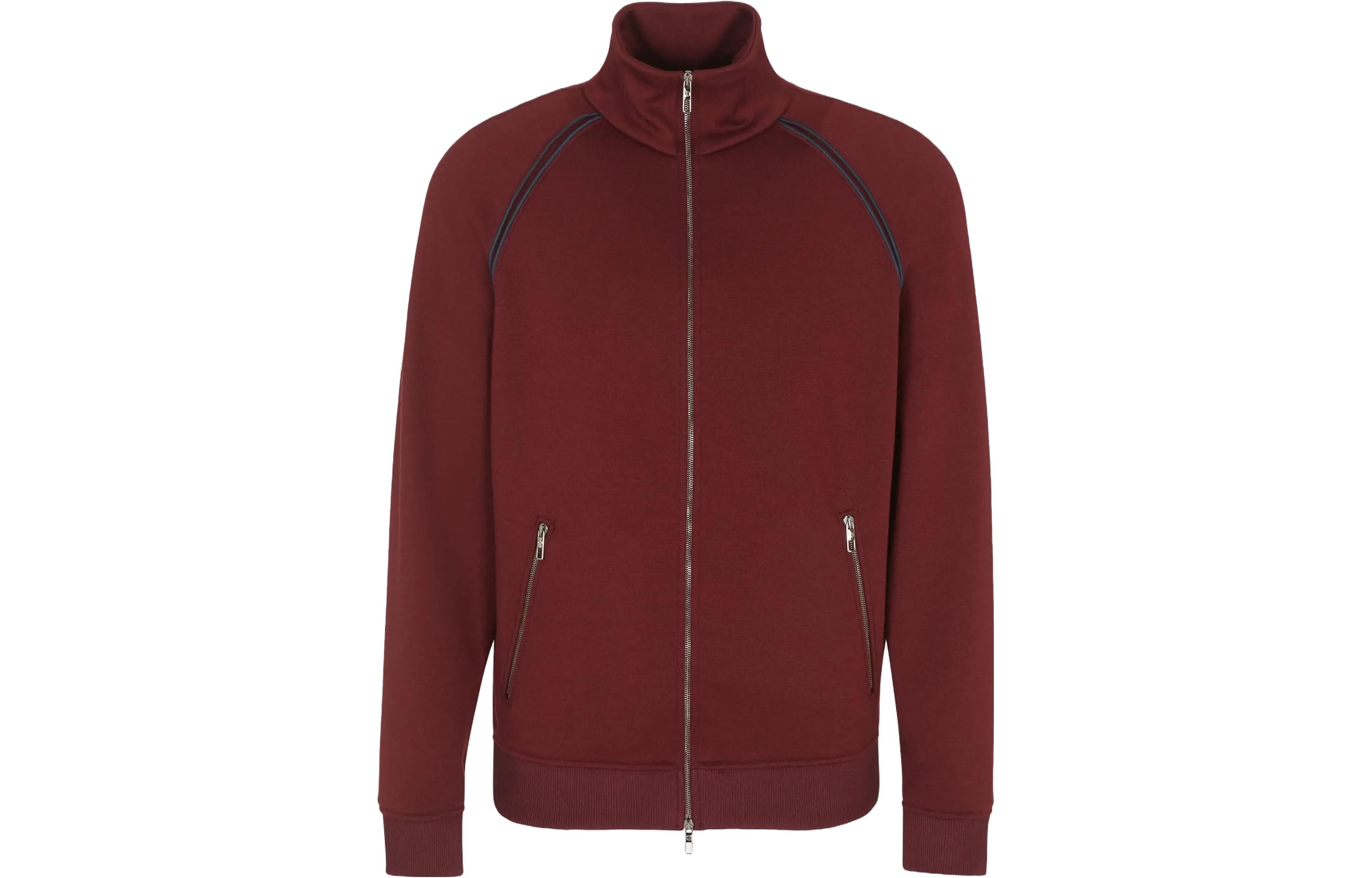 Giorgio Armani SS23 Red Embroidered Logo Mandarin Collar Jacket 3RSB80-SJL7Z-U5HA