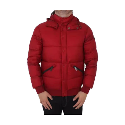 Giorgio Armani SS23 Red Hooded Down Jacket Solid Color Single-Breasted 6Y6B73-6NMZZ-1456