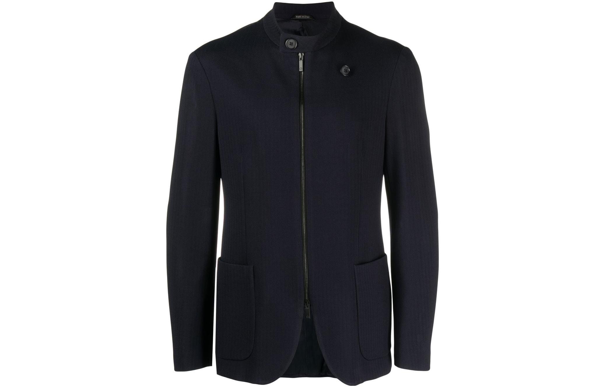 Giorgio Armani SS23 Solid Color Zip-Up Jacket Blue 3SGGG0X-6T03UF-UBT0