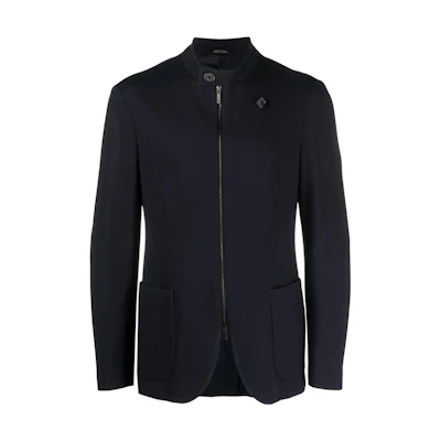 Giorgio Armani SS23 Solid Color Zip-Up Jacket Blue 3SGGG0X-6T03UF-UBT0