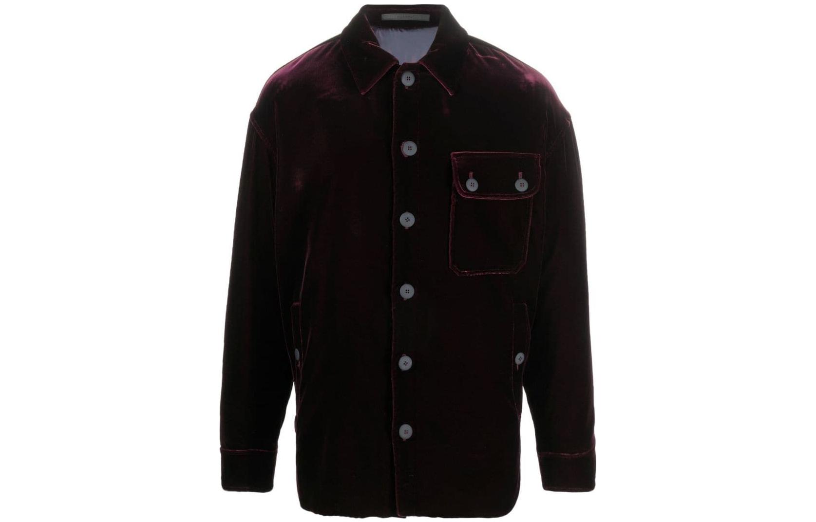 Giorgio Armani SS23 Solid Single-Breasted Burgundy Long-Sleeve Jacket Men 2WGCC03R-T0025-UAU5