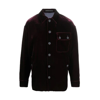 Giorgio Armani SS23 Solid Single-Breasted Burgundy Long-Sleeve Jacket Men 2WGCC03R-T0025-UAU5