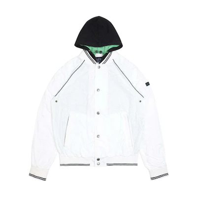 Giorgio Armani SS23 Striped Button-Up Hooded Jacket Men’s White Long Sleeve A6B57UC-10