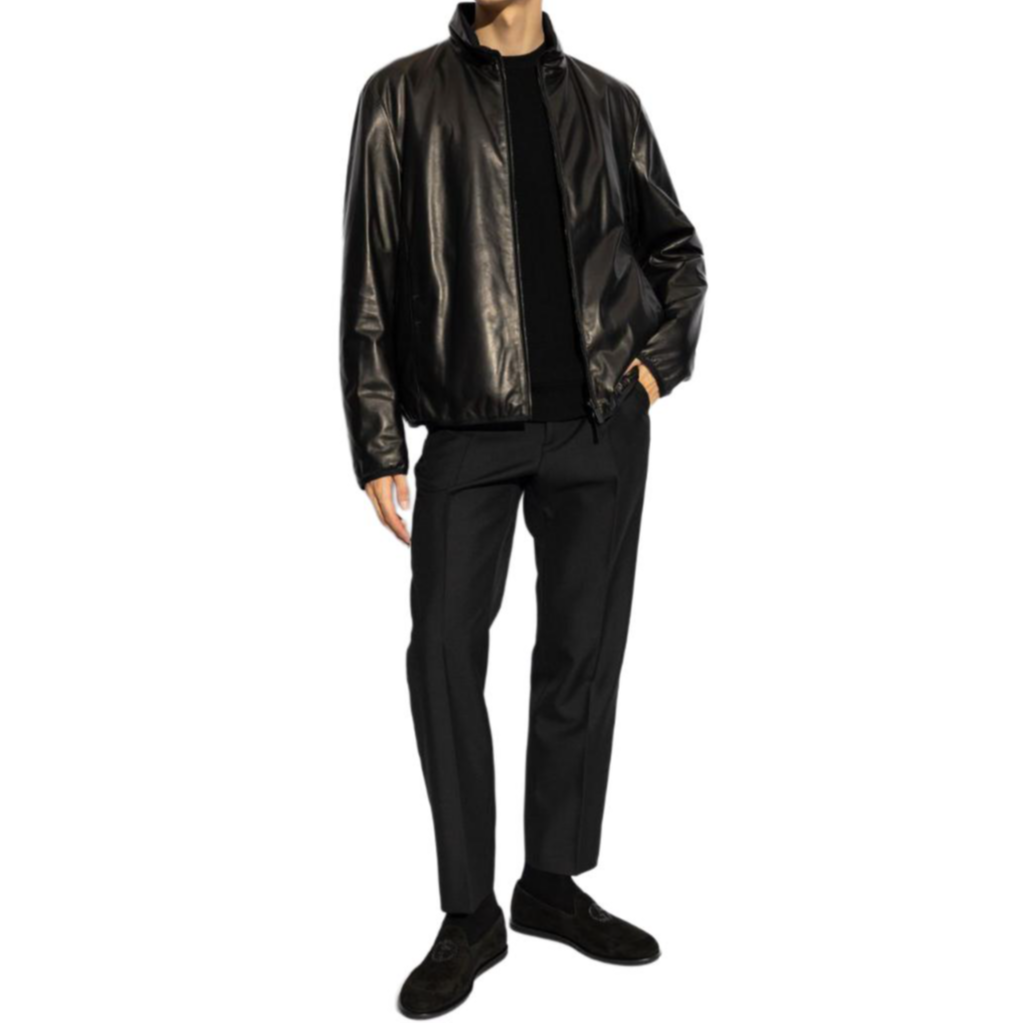 Purchase ジョルジオ アルマーニ SS24 刺繍ロゴ入り ブラック クルーネック セーター GM0002-78AF1-2315