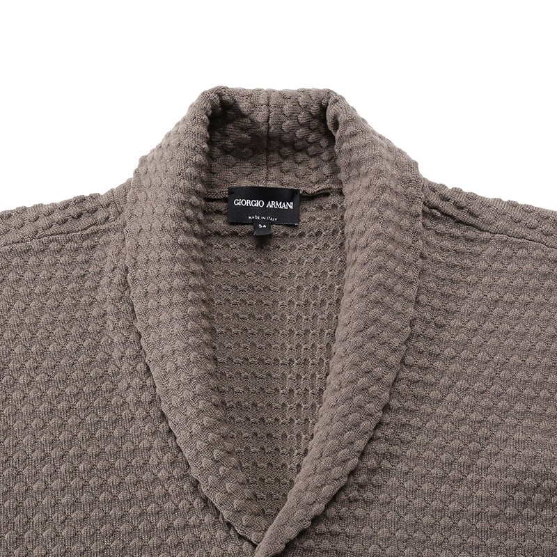 Purchase Giorgio Armani SS24 Coklat Kardigan Rajut Kolar Shawl. 6RSE04-SM22Z-U6EQ