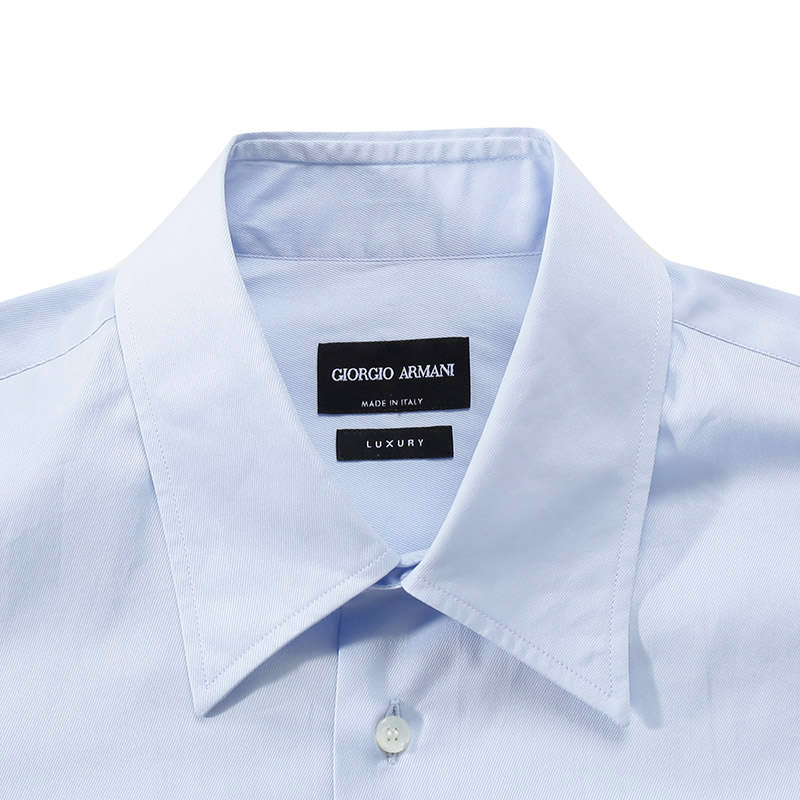 Shop ジョルジオ アルマーニ SS24 ライトブルー 長袖 ボタンアップシャツ 1WGCCZ70-TZ069-U9T9