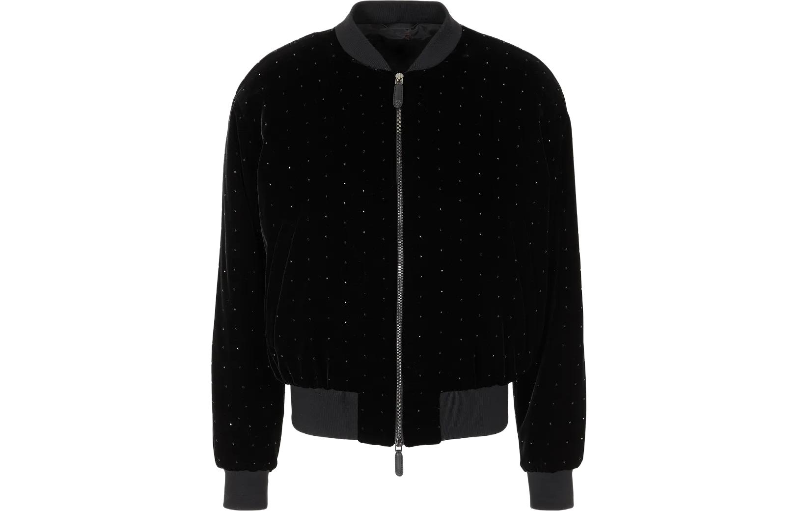 Giorgio Armani SS24 Black Rhinestone Zip-Up Long-Sleeve Jacket 3WGOB0B4-T04MS-1PZ01