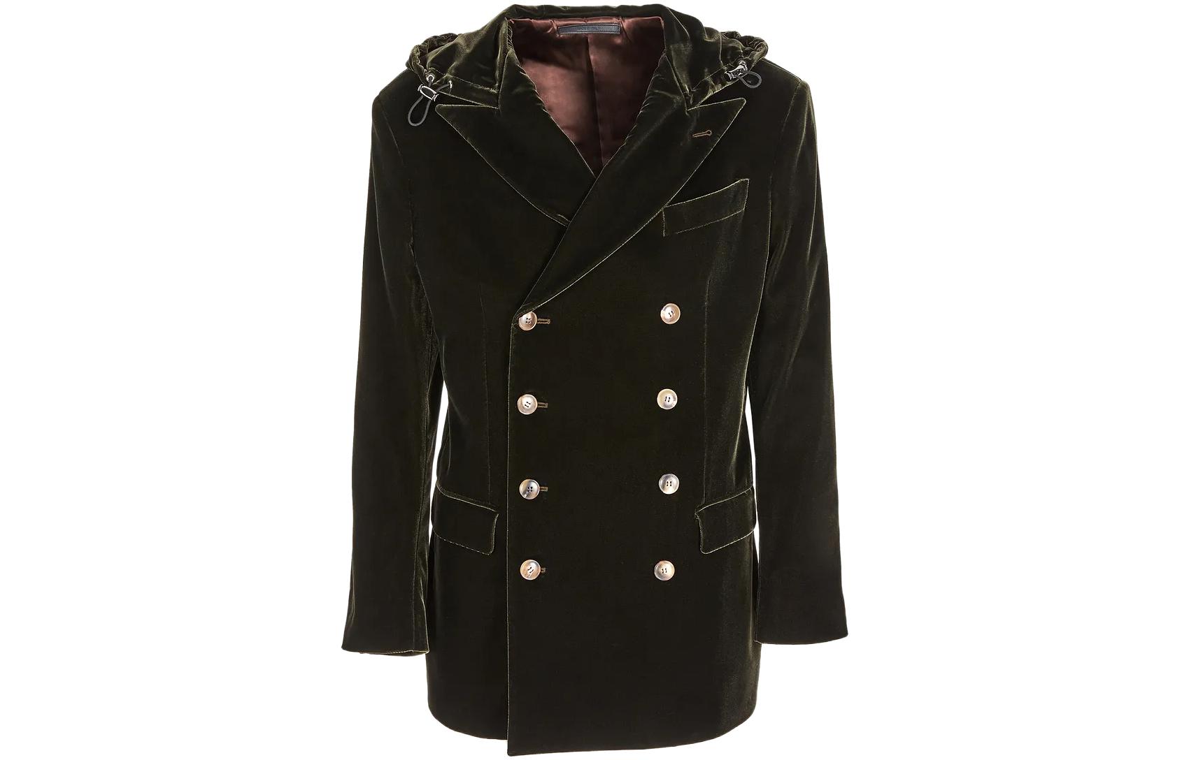 Giorgio Armani SS24 Green Double-Breasted Hoodie Jacket 3WGGG13W-T0025-1U799