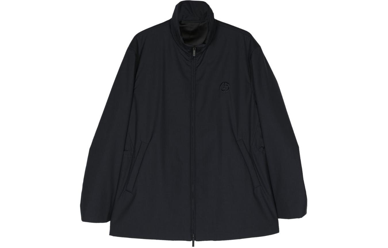 Giorgio Armani SS24 Midnight Blue Logo Embroidered Zip Jacket for Men GM0000-24TE1-0135