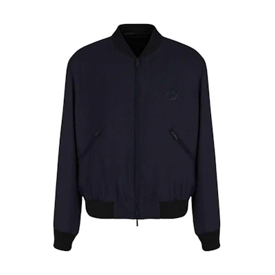 Giorgio Armani SS24 Navy Blue Logo Zip-Up Long Sleeve Jacket GM000025-TE10127-UB109