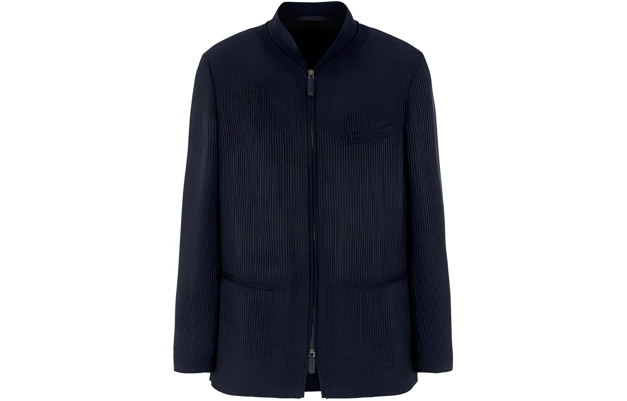 Giorgio Armani SS24 Navy Solid Dual-Zip Casual Jacket 4SGGG16-NT04VB-FBWF