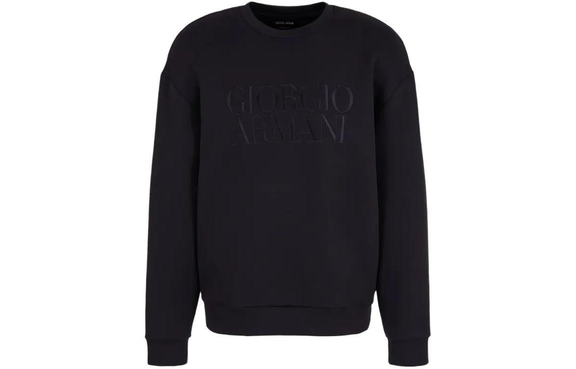 Giorgio Armani SS24 Oversized Letter Crewneck Long-Sleeve Sweatshirt Men 3DSM67-SJPHZ-UBWZ