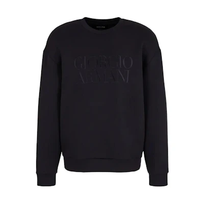 Giorgio Armani SS24 Oversized Letter Crewneck Long-Sleeve Sweatshirt Men 3DSM67-SJPHZ-UBWZ