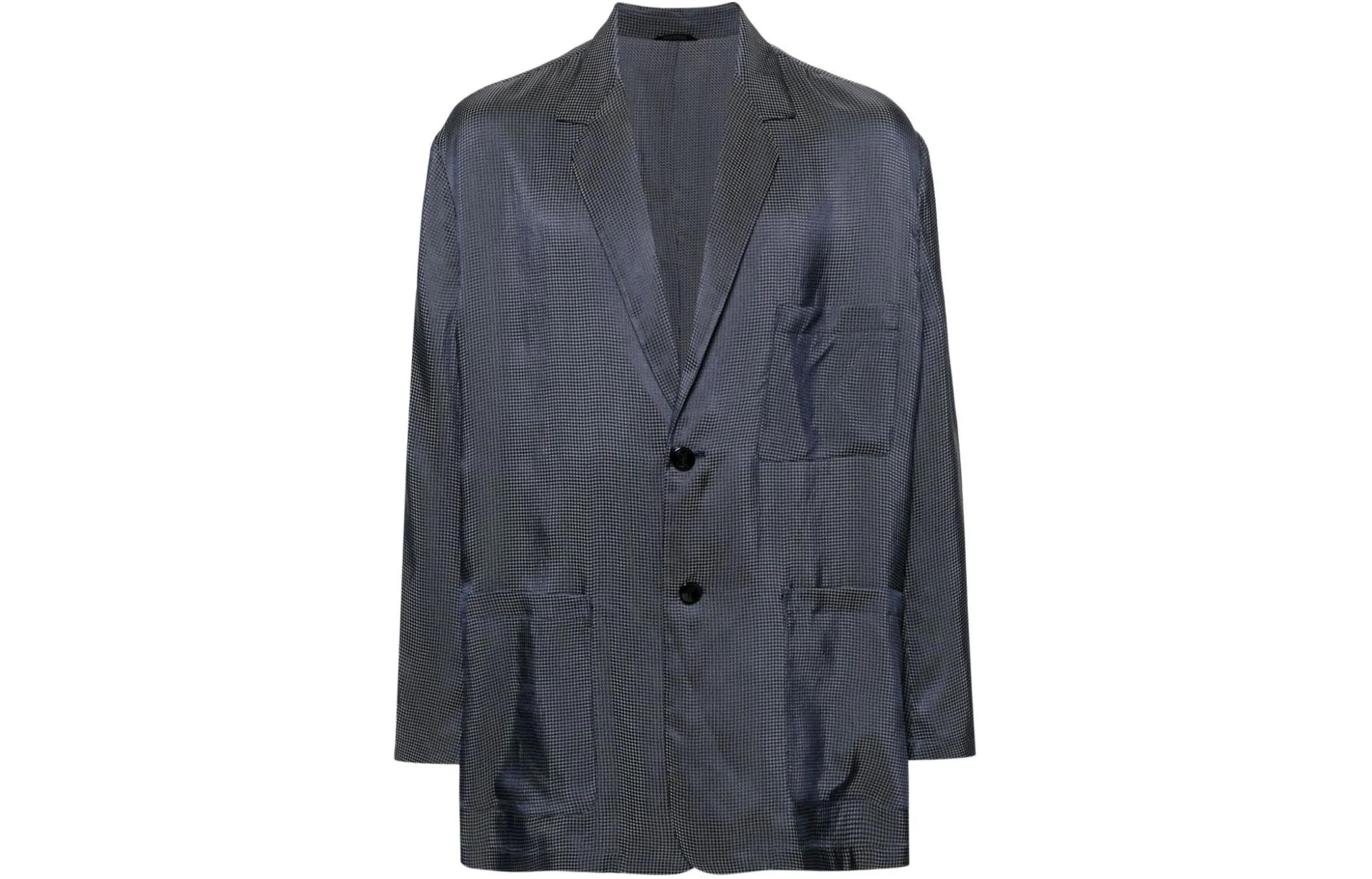 Giorgio Armani SS24 Patterned Jacquard Loose Fit Blazer Jacket Men’s Blue 4SGGG17K-T04YD-FBV4