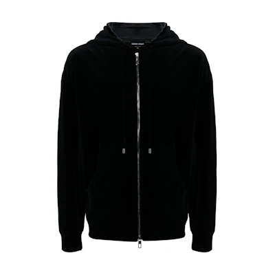 Giorgio Armani SS24 Solid Color Hooded Zip Jacket Navy Blue GM0006-75TE1-1745