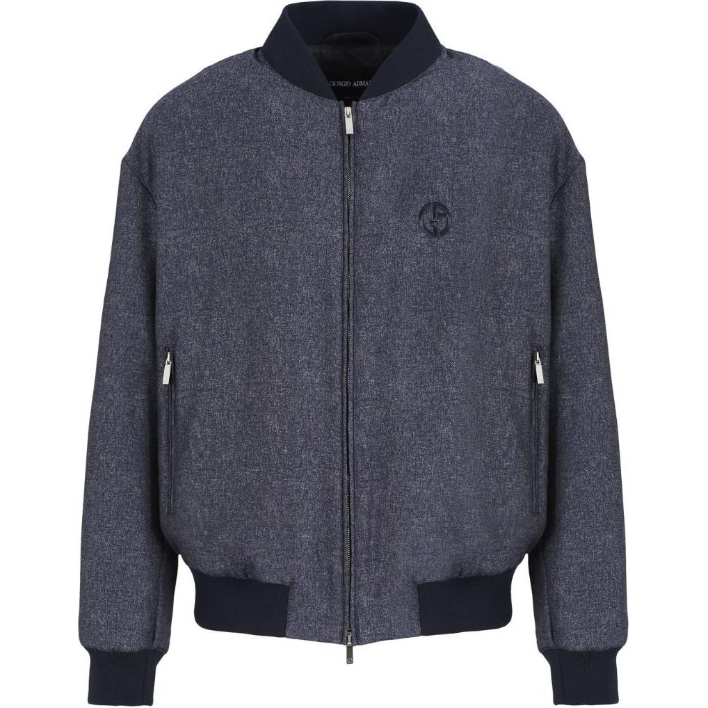 Giorgio Armani SS24 Solid Logo Embroidered Zip Bomber Jacket - Charcoal Grey GM000302-AF12013-OB009