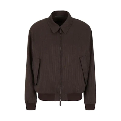 Giorgio Armani SS24 Solid Striped Zip Jacket - Dark Brown 4SGOB0BA-T04VB-F6YY