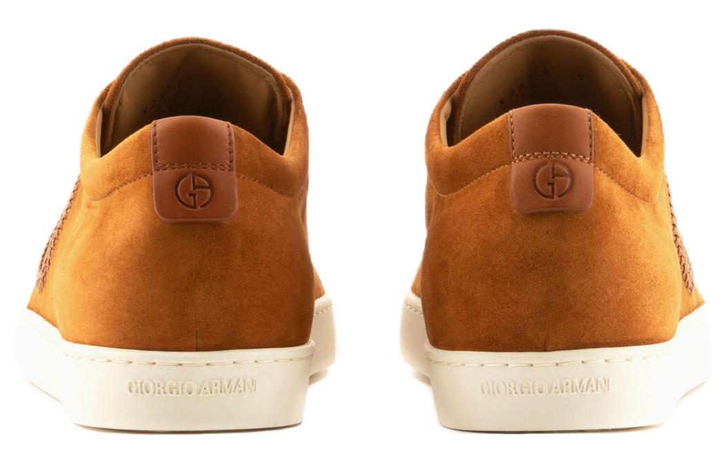 Shop Giorgio Armani Suede Low Top 'Brown' X2X175XN9111E997