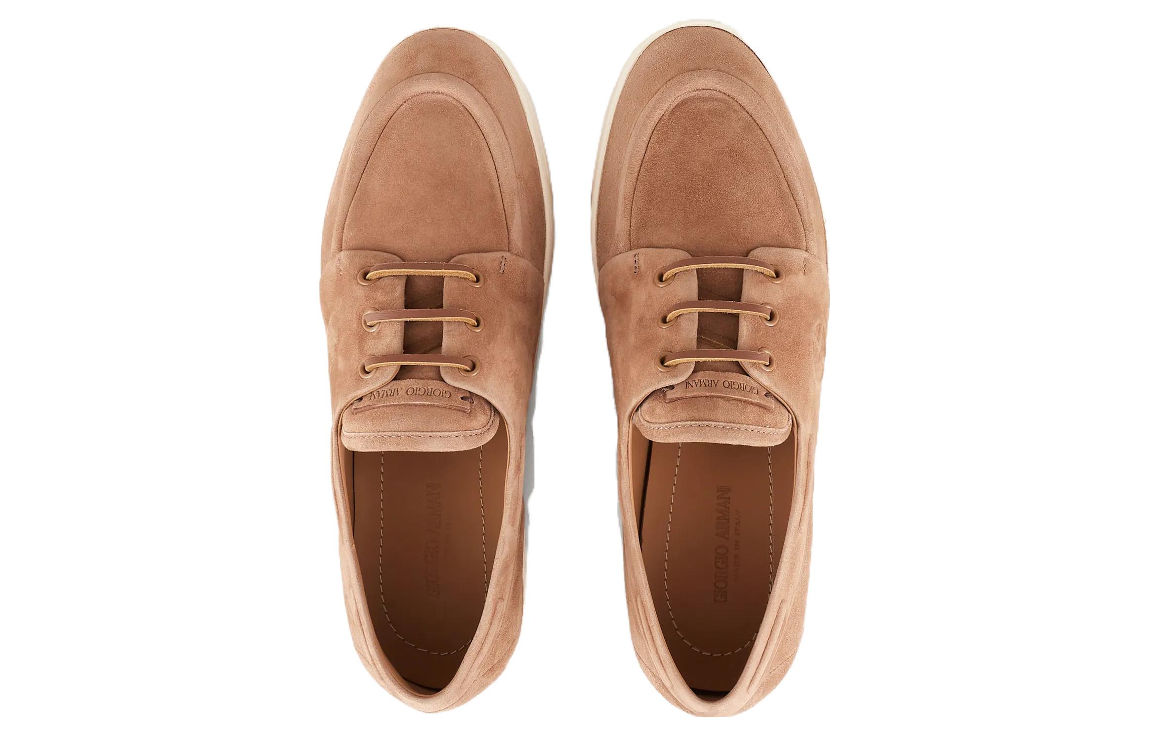 Shop Giorgio Armani Zapatillas Bajas de Gamuza Punta Redonda 'Marrón' X2X167XF686100085