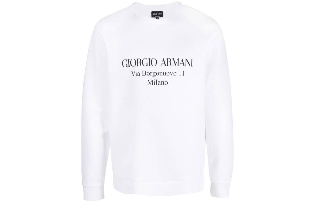 Giorgio Armani White Crewneck Sweatshirt with Solid Letter Logo 3GSM81-SJSXZ-U090