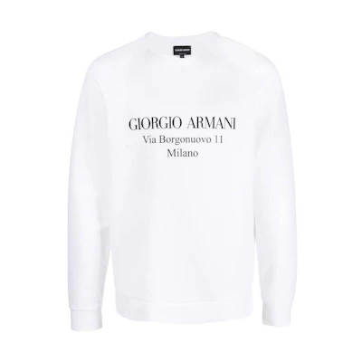 Giorgio Armani White Crewneck Sweatshirt with Solid Letter Logo 3GSM81-SJSXZ-U090