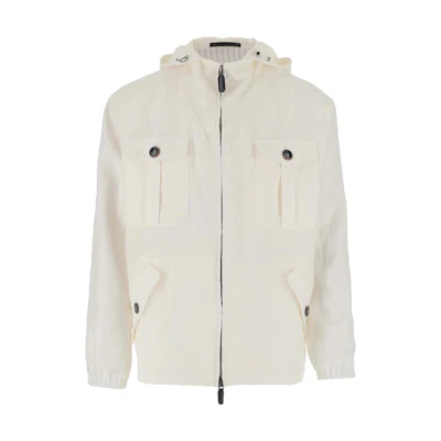 Giorgio Armani White Solid Color Zip-Up Hoodie Jacket 3SGGG0ZQT02K6U0N8
