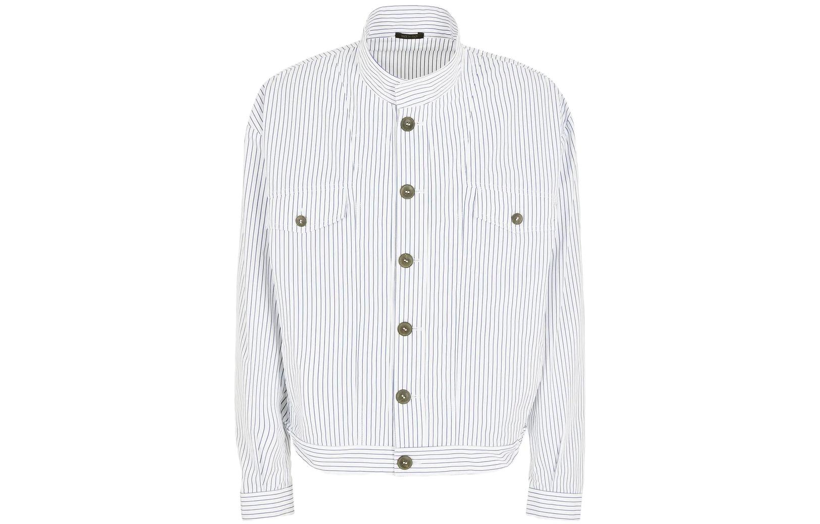 Giorgio Armani White Striped Single-Breasted Casual Jacket 3WGOB0A4-T04BB-1F0BN
