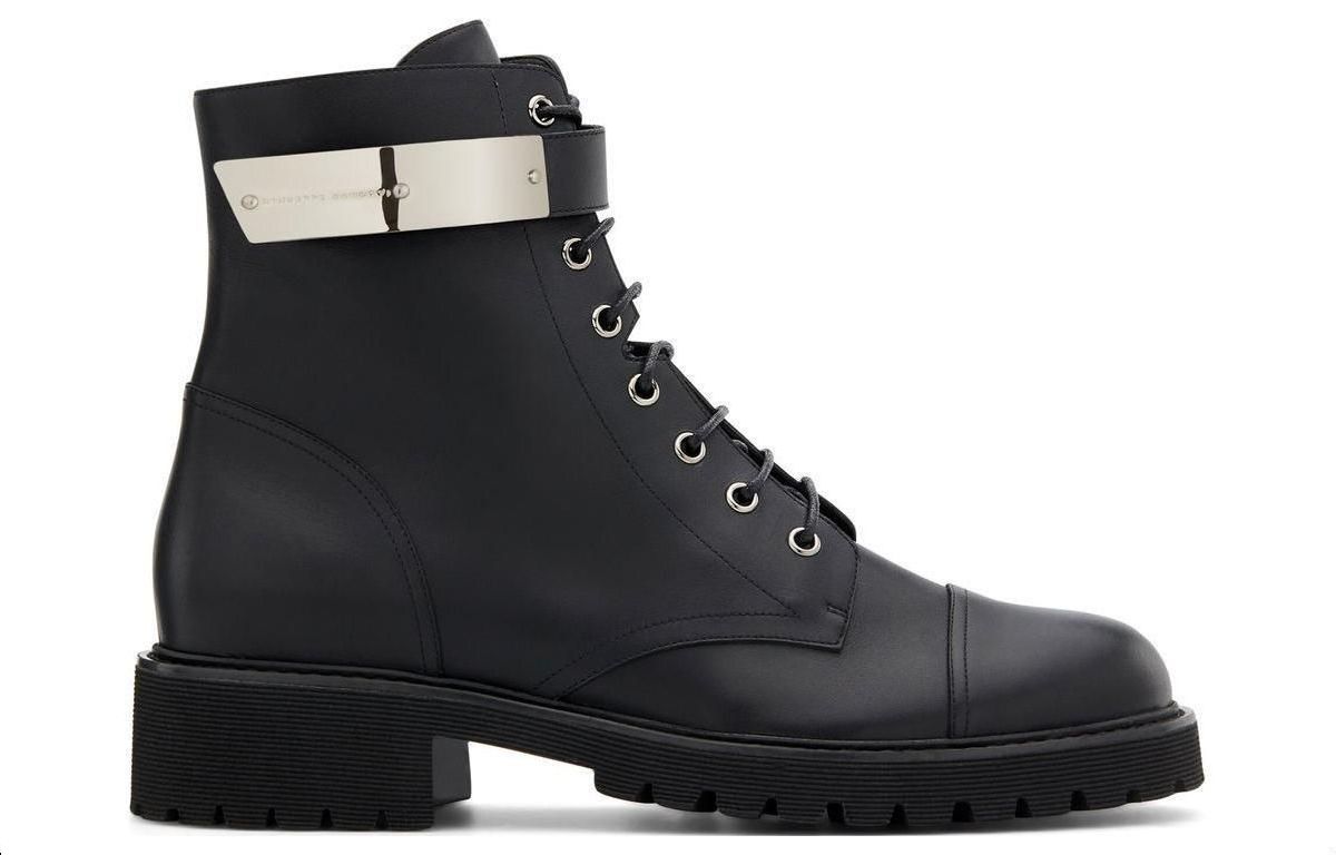 Giuseppe Zanotti 'Black Chunky Heel Lace-Up Boots' 圖 2