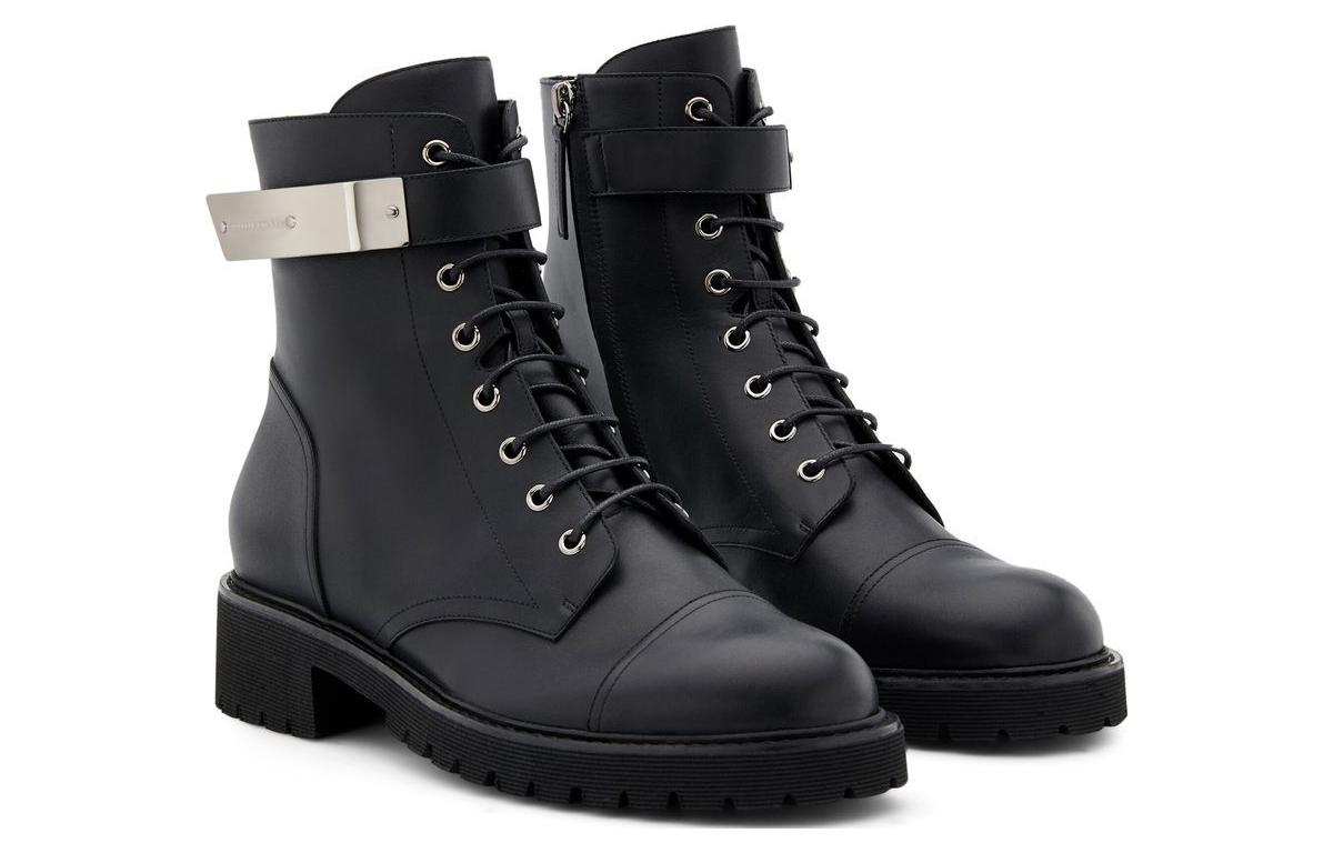 Giuseppe Zanotti 'Black Chunky Heel Lace-Up Boots' 圖 3