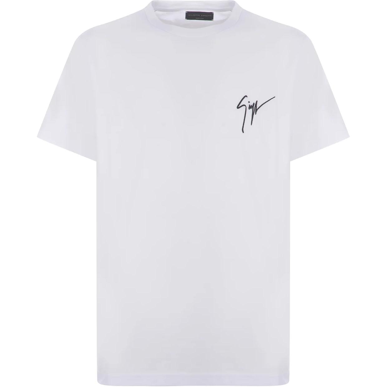 Giuseppe Zanotti  White Short Sleeve T-Shirt with Embroidered Logo IRU0007002
