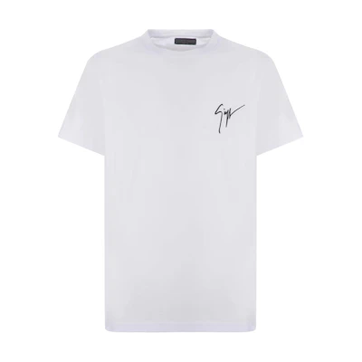 Giuseppe Zanotti White Short Sleeve T-Shirt with Embroidered Logo IRU0007002