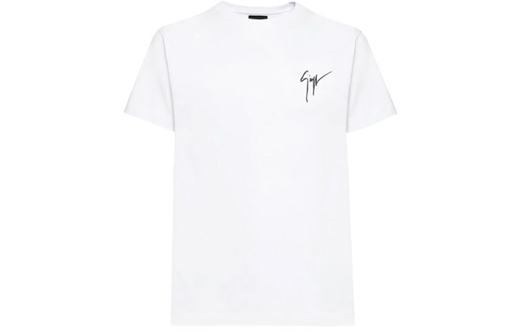 Order Giuseppe Zanotti Camiseta Blanca de Manga Corta con Logo Bordado IRU0007002
