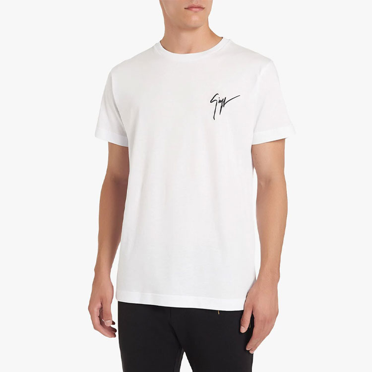 Shop Giuseppe Zanotti Camiseta Blanca de Manga Corta con Logo Bordado IRU0007002