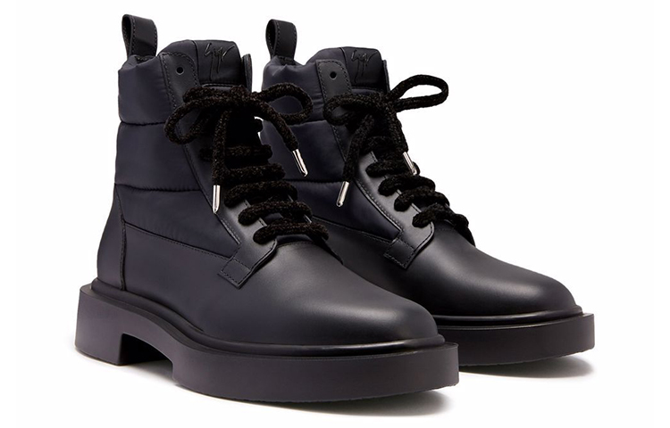 Giuseppe Zanotti Achille Ice 'Black Leather Nylon Lace-Up' 圖 2