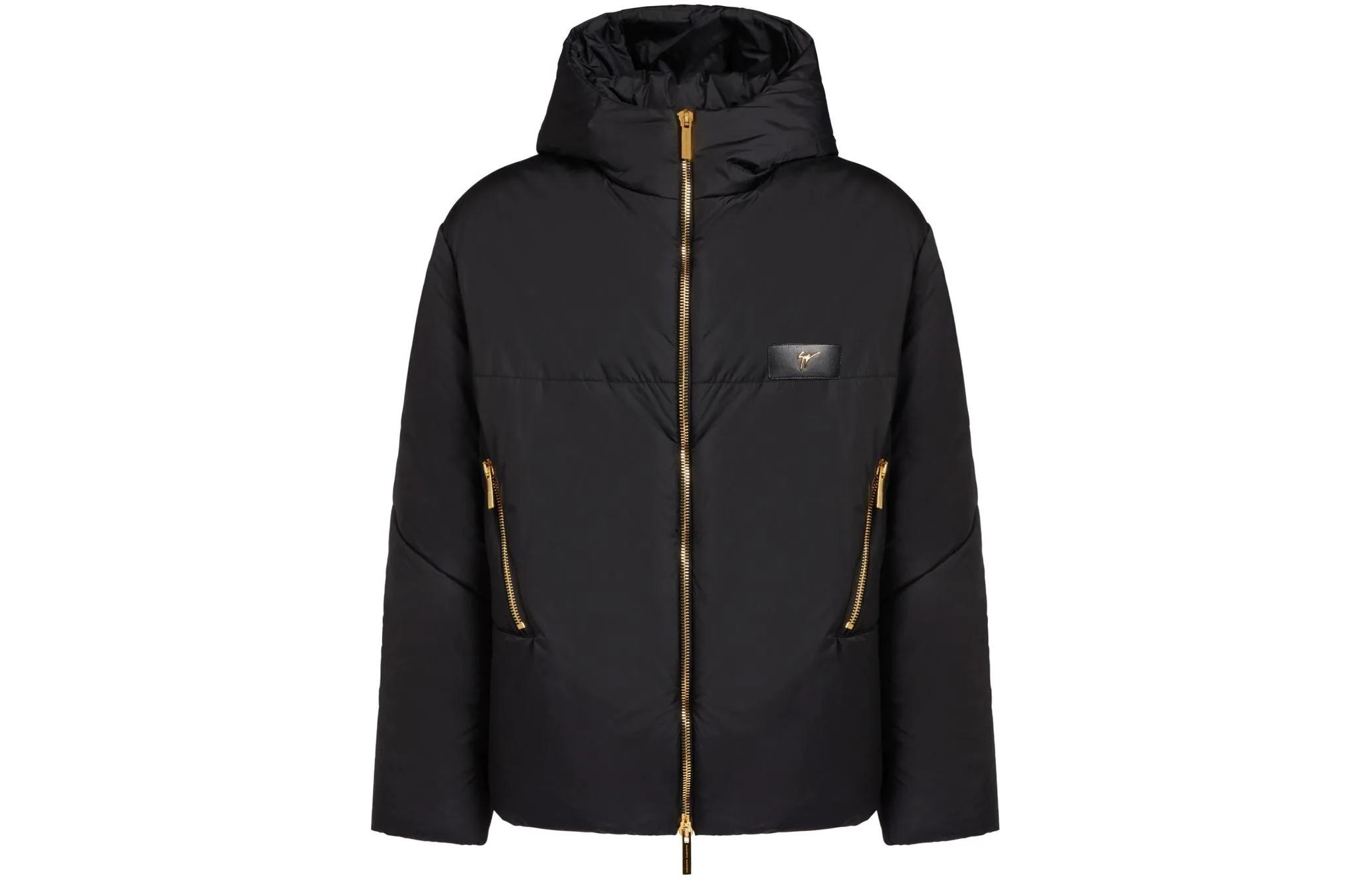 Giuseppe Zanotti Black Solid Hoodie Zip-Up Slim Fit Jacket IRU1016H01