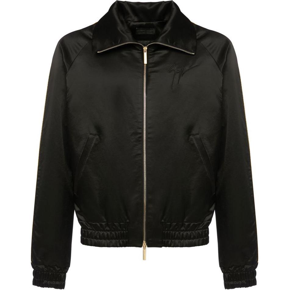 Giuseppe Zanotti Black Solid Zip-Up Jacket with Foldable Collar ERU2003002