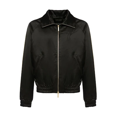 Giuseppe Zanotti Black Solid Zip-Up Jacket with Foldable Collar ERU2003002
