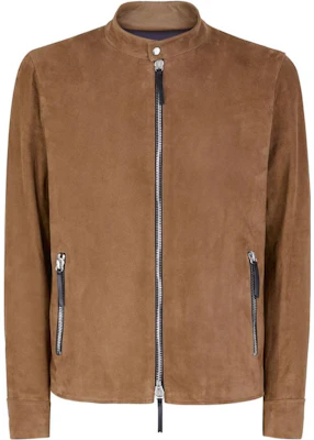 Giuseppe Zanotti Jaket Kulit Suede Coklat dengan Zip dan Kolar Berdiri ERU8016K05 Buy Giuseppe Zanotti Jaket Kulit Suede Coklat dengan Zip dan Kolar Berdiri ERU8016K05