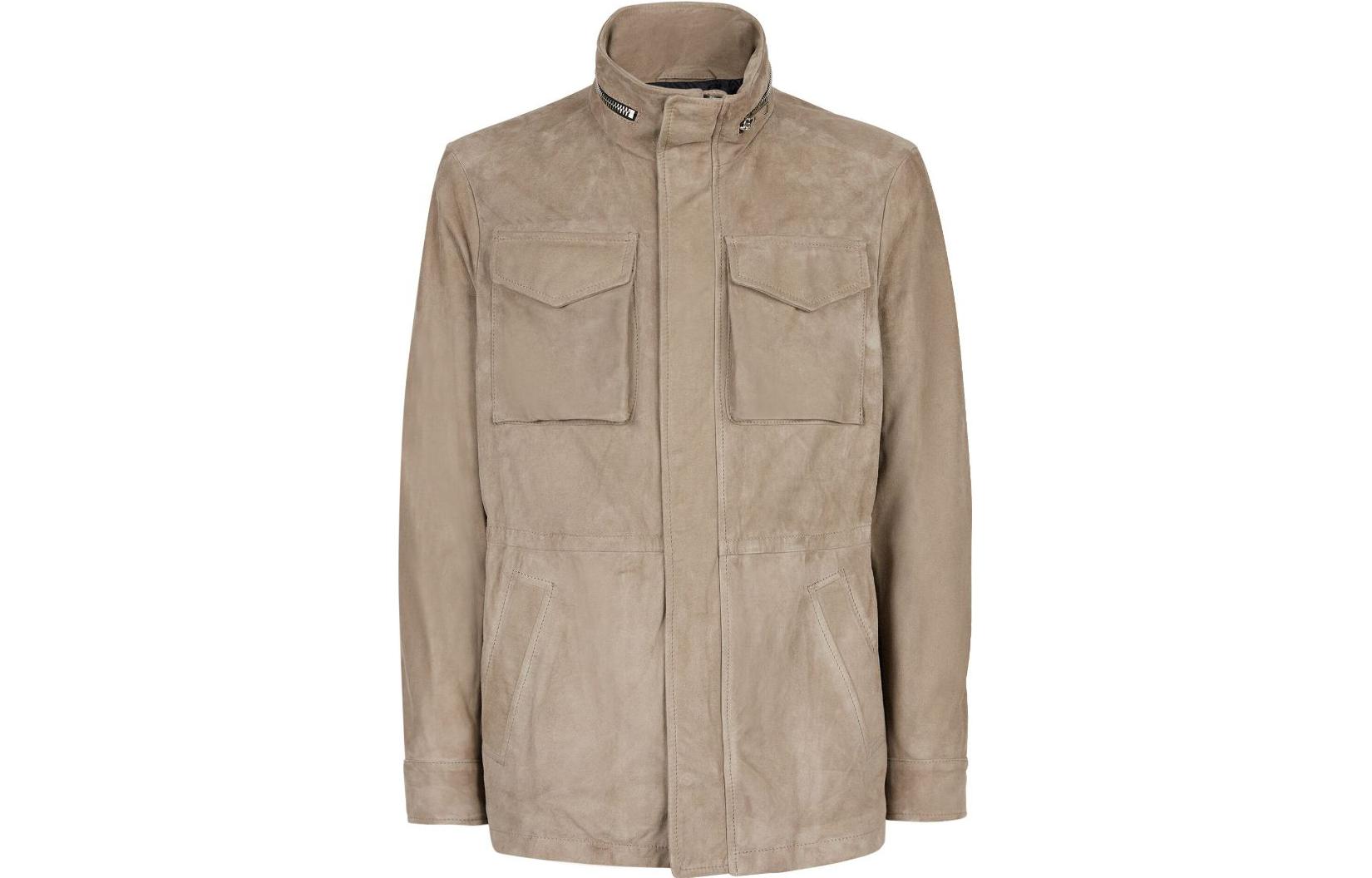 Giuseppe Zanotti Brown Zip-Up Jacket with Stand Collar ERU2021H02