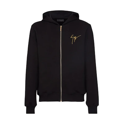 Giuseppe Zanotti Embroidered Logo Zip Hoodie Black ERU2013001