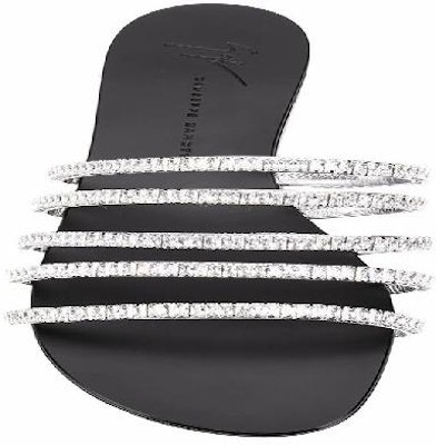 Giuseppe Zanotti Flat Slide Sandals 'Michela Jewel Strap Black' E900013004 1