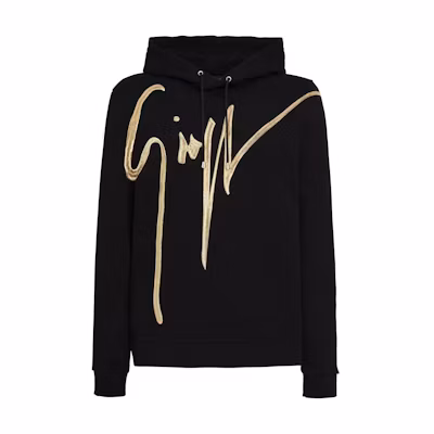 Giuseppe Zanotti FW22 Black Hoodie with Embroidered Logo IRU2010001
