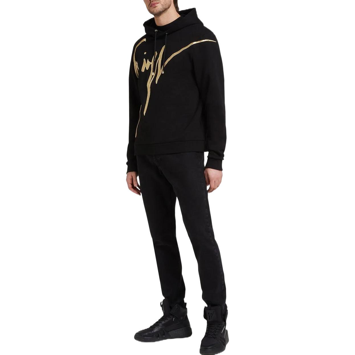 Lookbook Giuseppe Zanotti FW22 Sudadera Negra con Logo Bordado. IRU2010001