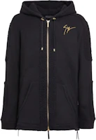 Giuseppe Zanotti FW22 Black Logo Embroidered Zip Hoodie Jacket for Men IRU2005001 Giuseppe Zanotti FW22 Black Logo Embroidered Zip Hoodie Jacket for Men IRU2005001