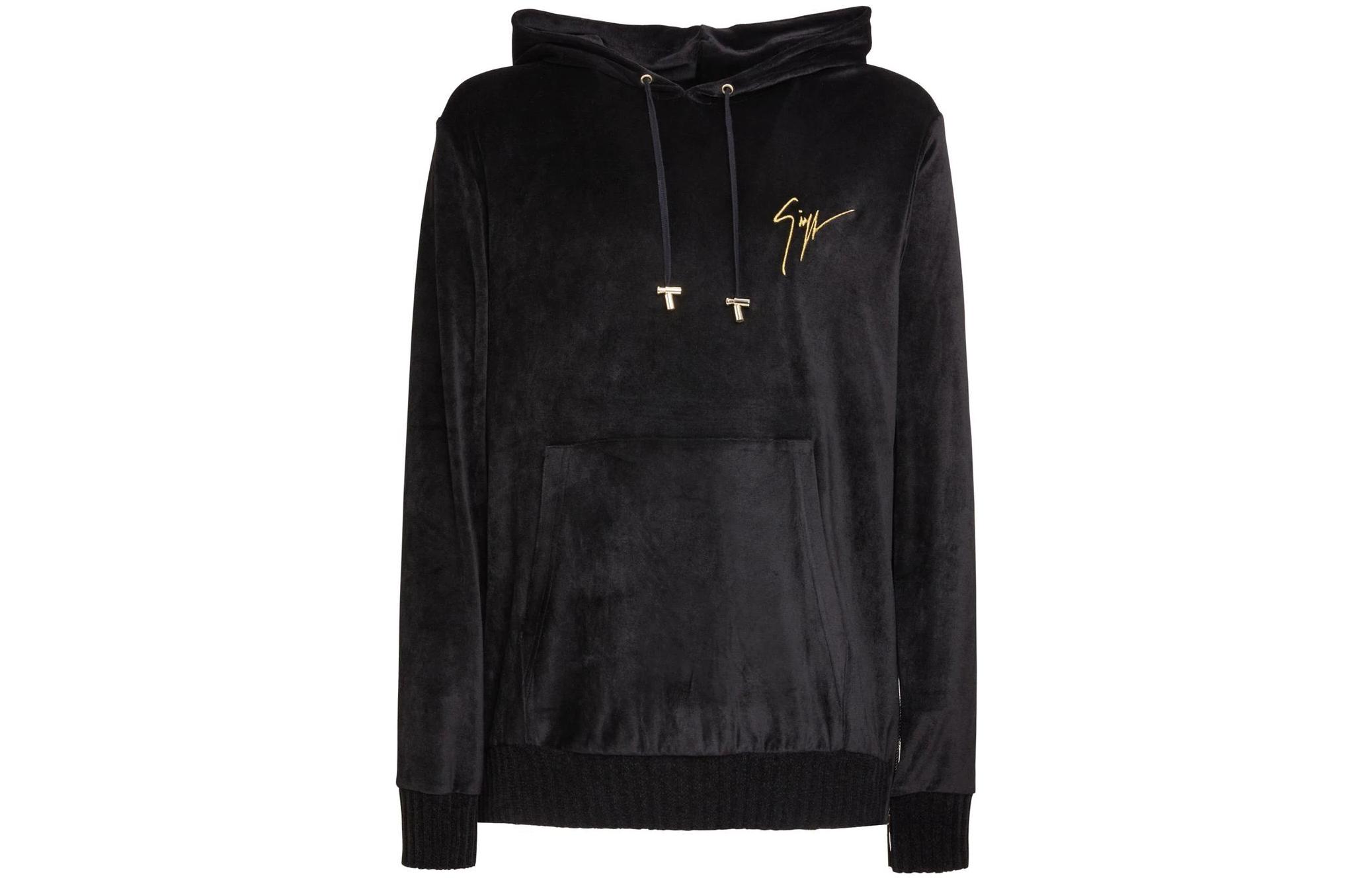 Giuseppe Zanotti FW22 Logo Embroidered Hoodie Black Pullover IRU2006001