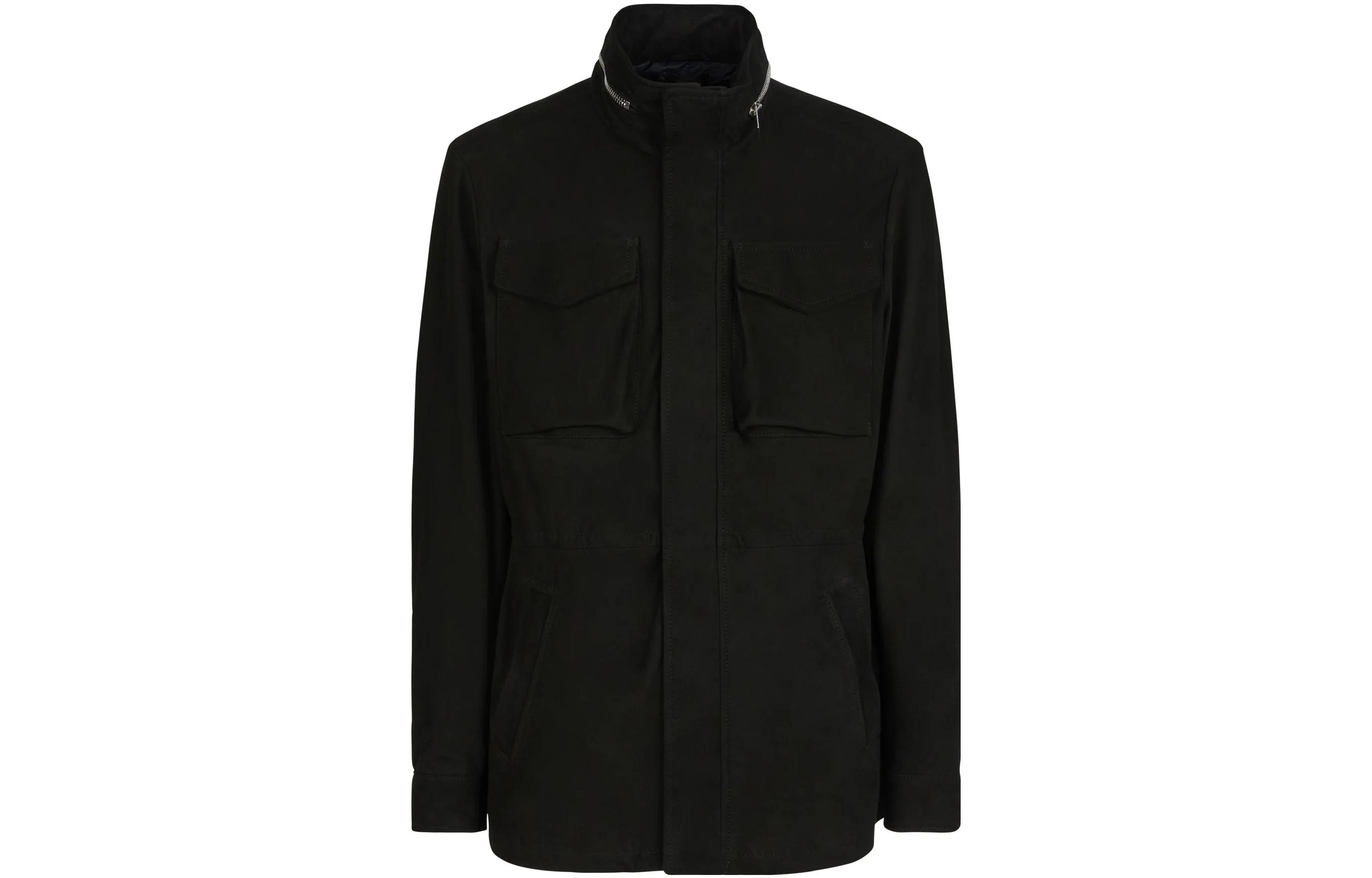 Giuseppe Zanotti FW23 Black Solid Zip-Up High Collar Jacket ERU2021H01