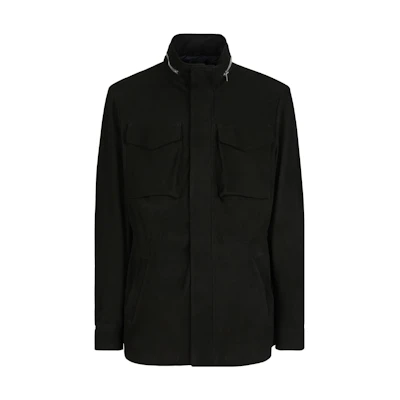Giuseppe Zanotti FW23 Black Solid Zip-Up High Collar Jacket ERU2021H01